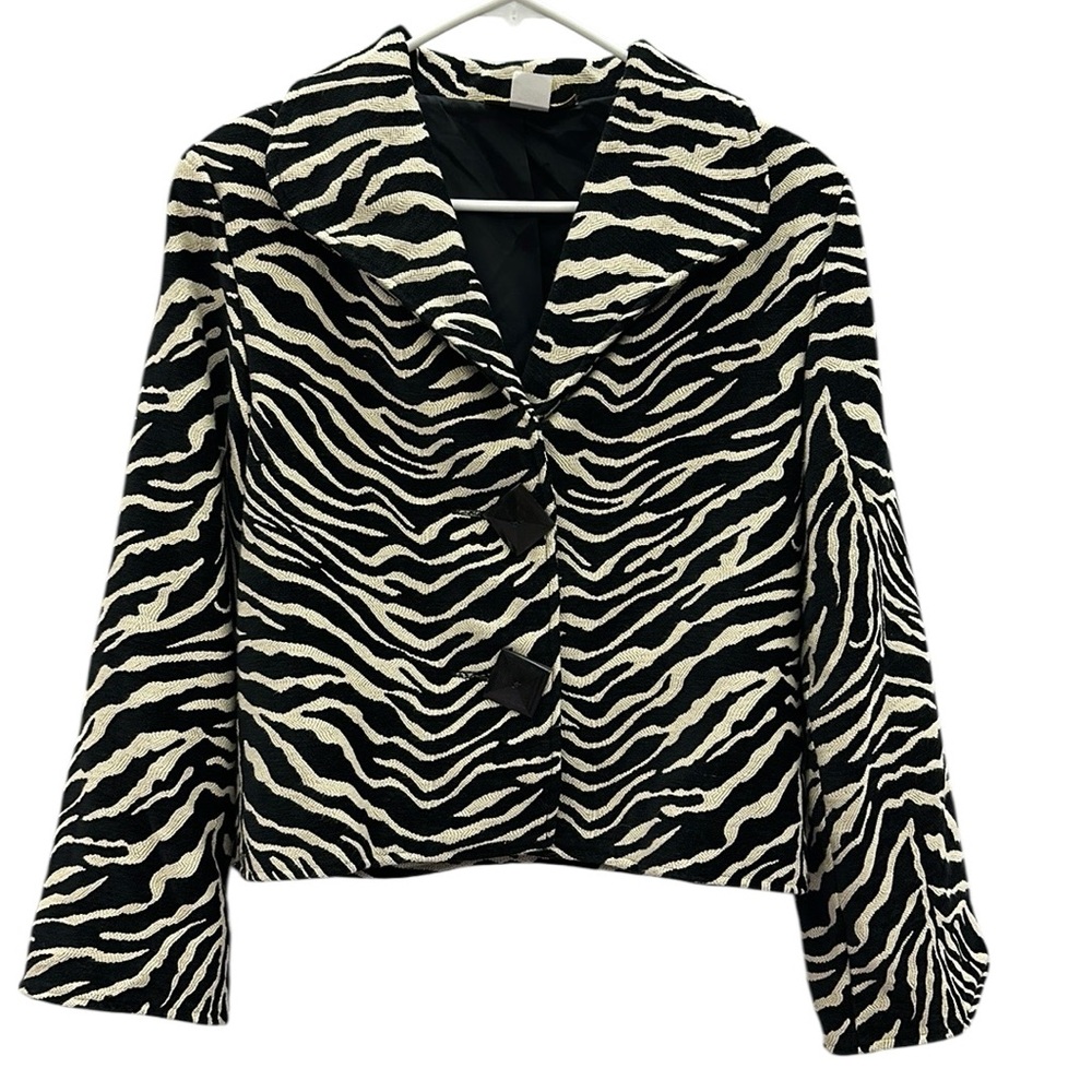 Vintage Painted Pony Zebra Animal Print Collared Button Up Jacket Womens Small - Picture 8 of 12